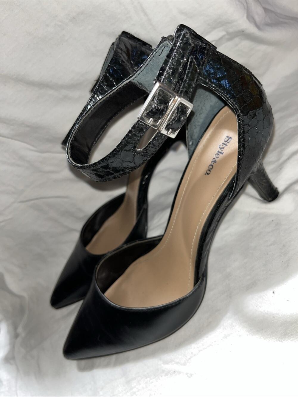 Style & Co Women's Black Faux Leather Pointed Toe Slingback Pumps Size 8M
